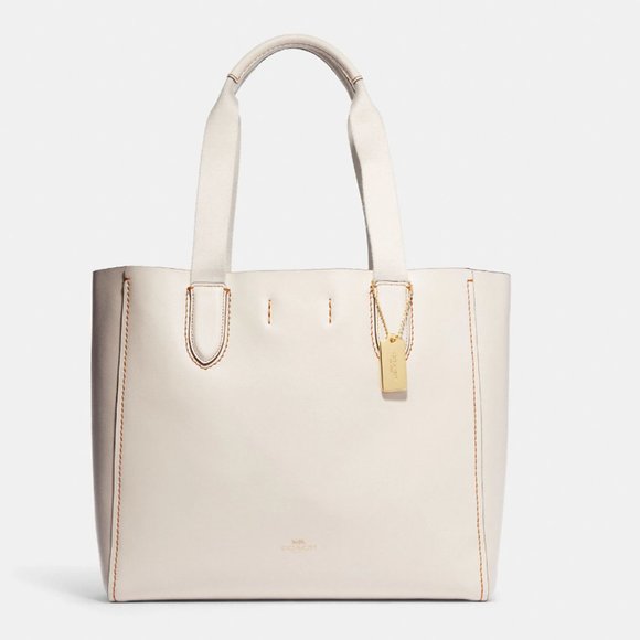 Coach Derby Tote Chalk Pebble Leather 58860 New - Picture 2 of 5